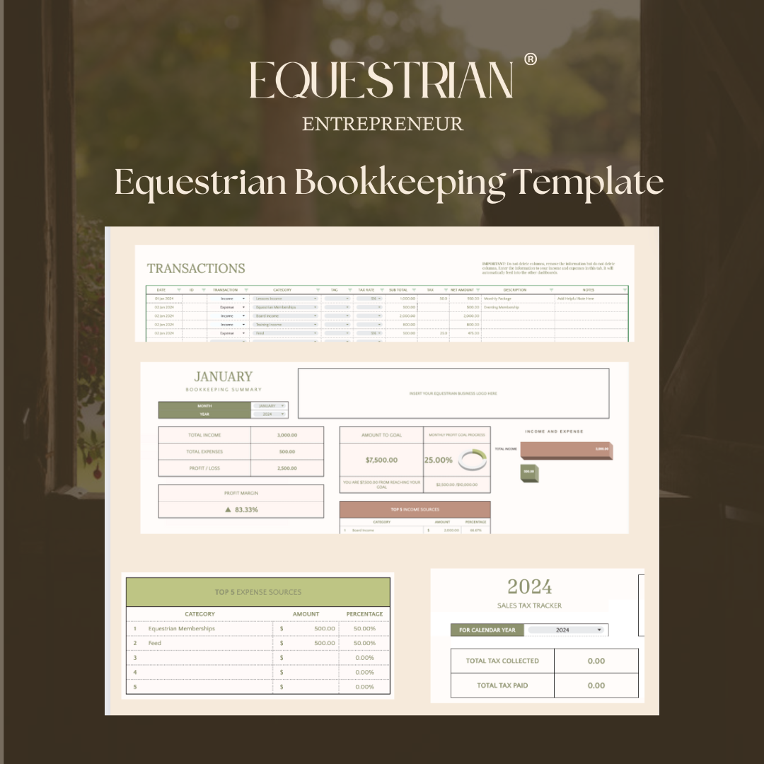Equestrian Entrepreneur Bookkeeping Template