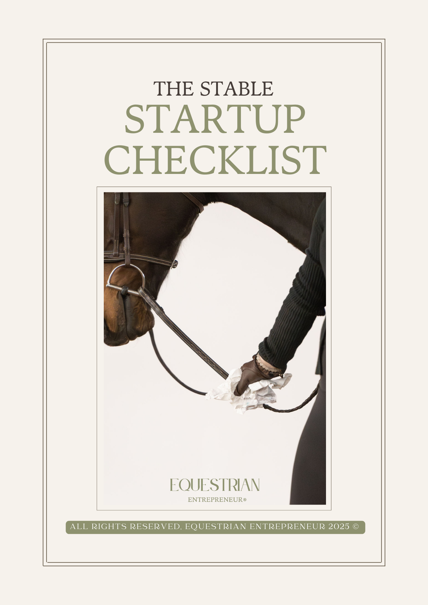 hand holding reins of a horse and receipts