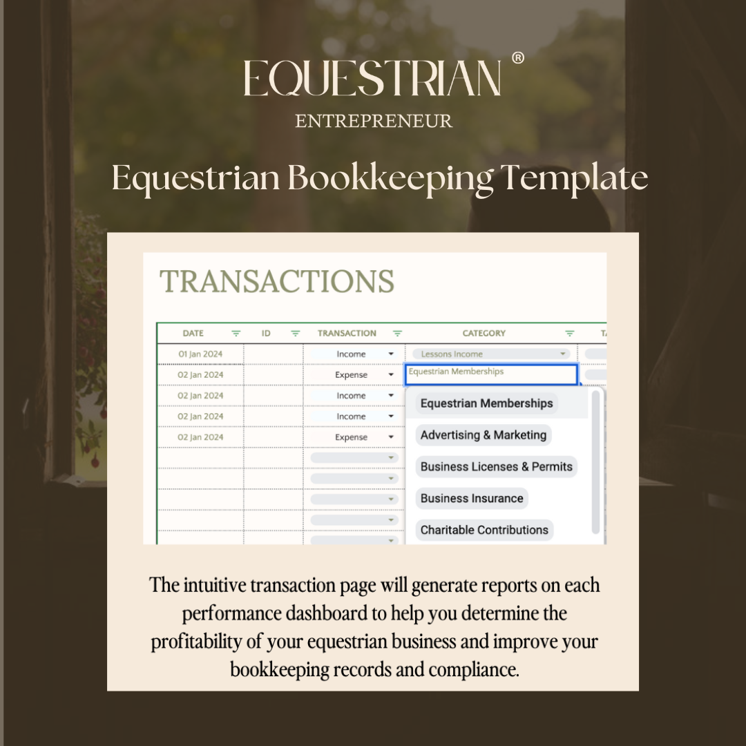 Equestrian Entrepreneur Bookkeeping Template